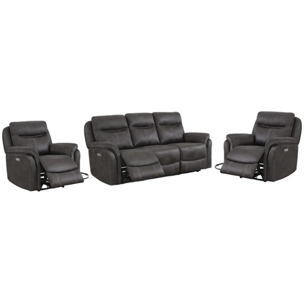 Chloe Fabric Electric Recliner 3+1+1 Seater Sofa Set In Grey | Bed Sava