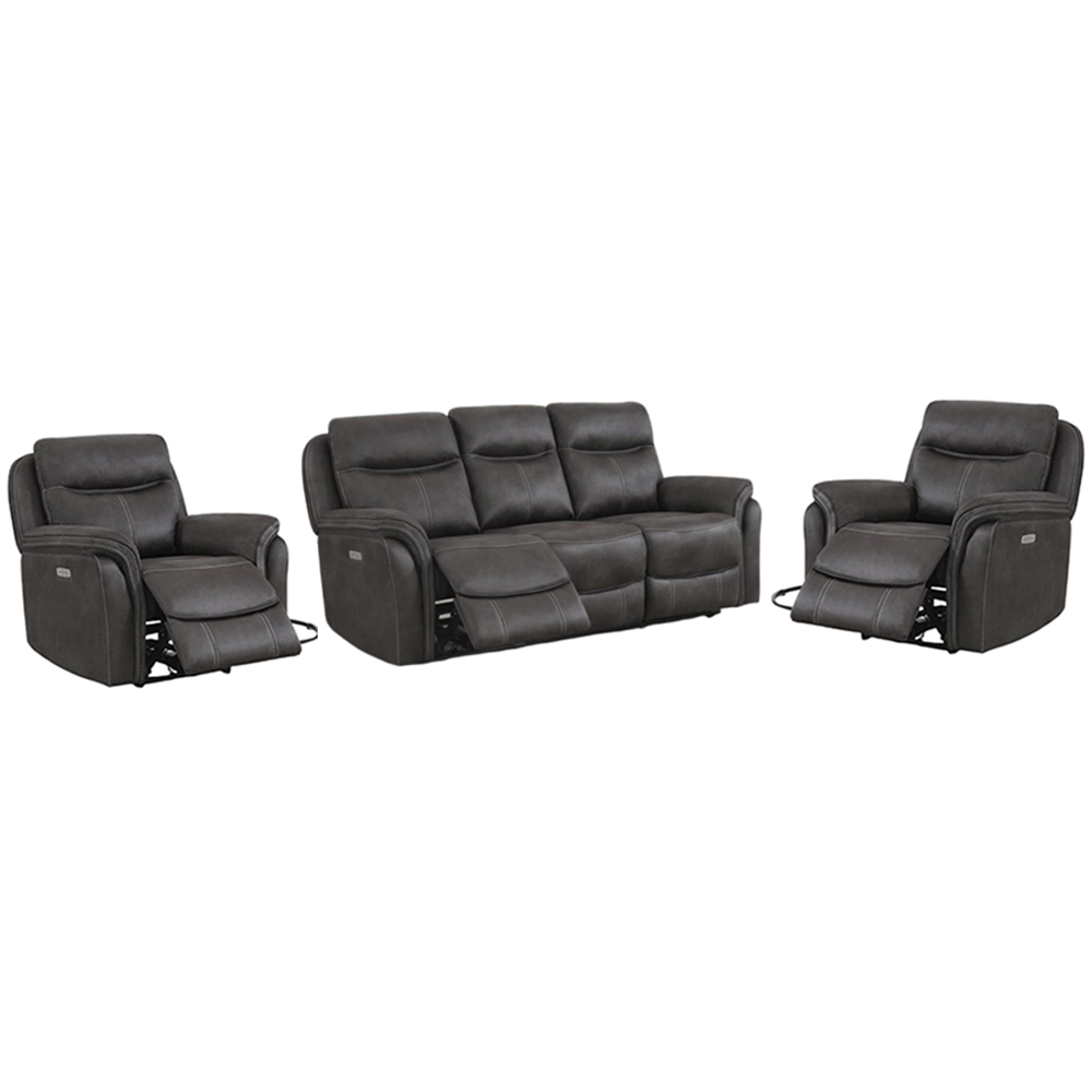 Chloe Fabric Electric Recliner 3+1+1 Seater Sofa Set In Grey