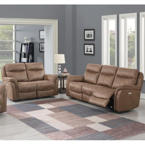 Chloe Fabric Electric Recliner 3+2 Seater Sofa Set In Sahara | Bed Sava