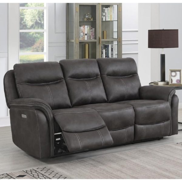 Chloe Fabric Electric Recliner 3 Seater Sofa In Grey | Bed Sava