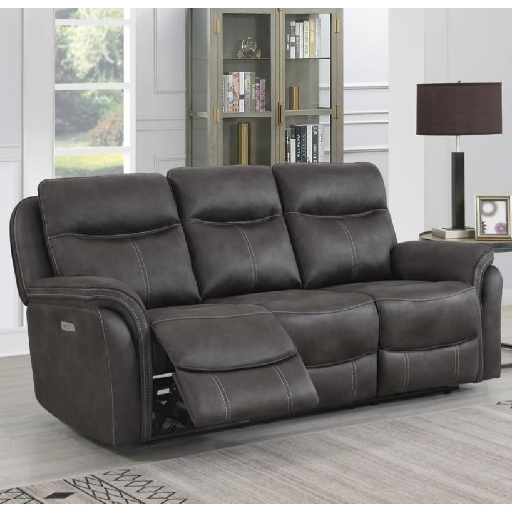 Chloe Fabric Electric Recliner 3 Seater Sofa In Grey