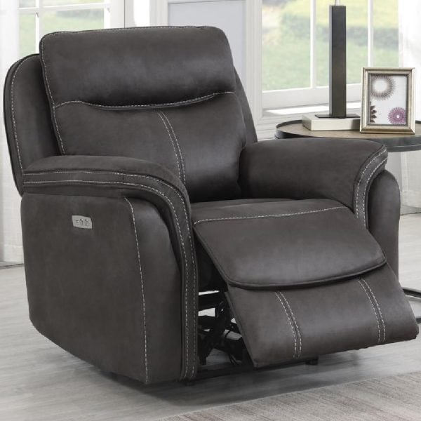 Chloe Fabric Electric Recliner 1 Seater Sofa In Grey | Bed Sava