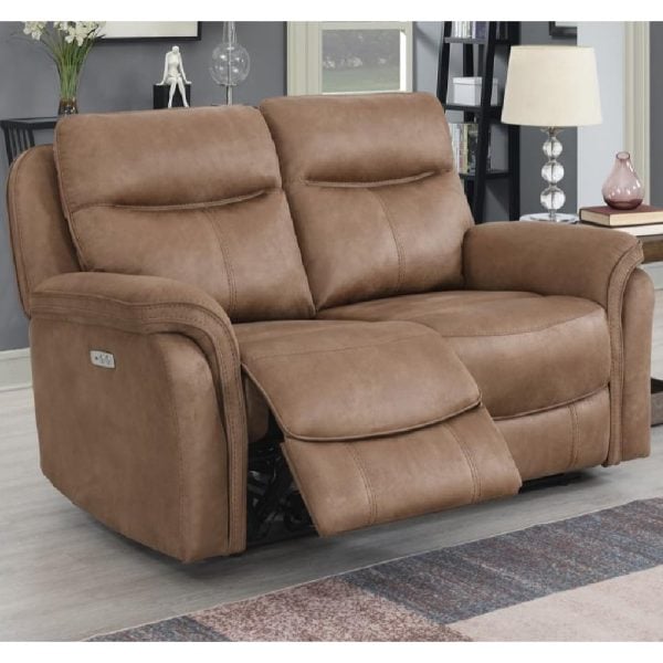 Chloe Fabric Electric Recliner 2 Seater Sofa In Sahara | Bed Sava