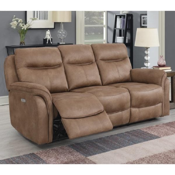 Chloe Fabric Electric Recliner 3 Seater Sofa In Sahara | Bed Sava