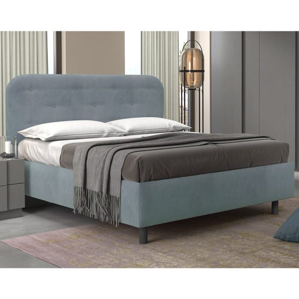 Choctaw Fabric King Size Bed In Sky Blue | Bed Sava