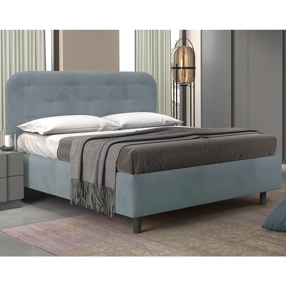 Choctaw Fabric King Size Bed In Sky Blue