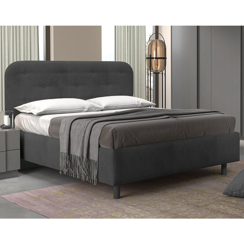 Choctaw Fabric King Size Bed In Steel Grey
