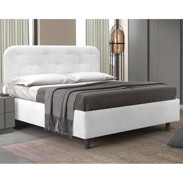 Choctaw Leather King Size Bed In White | Bed Sava