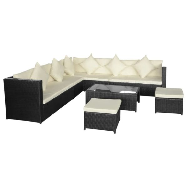 Choctaw Rattan Garden Lounger Set With Cushions In Cream Black | Bed Sava