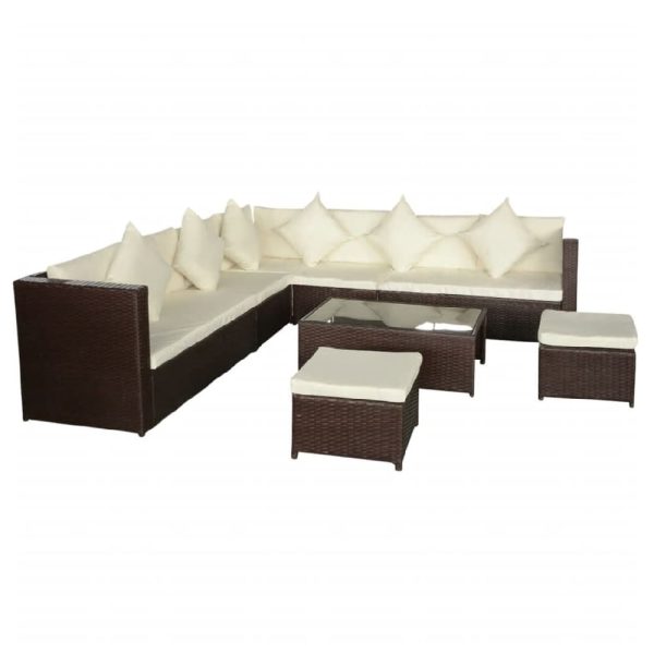 Choctaw Rattan Garden Lounger Set With Cushions In Cream Brown | Bed Sava