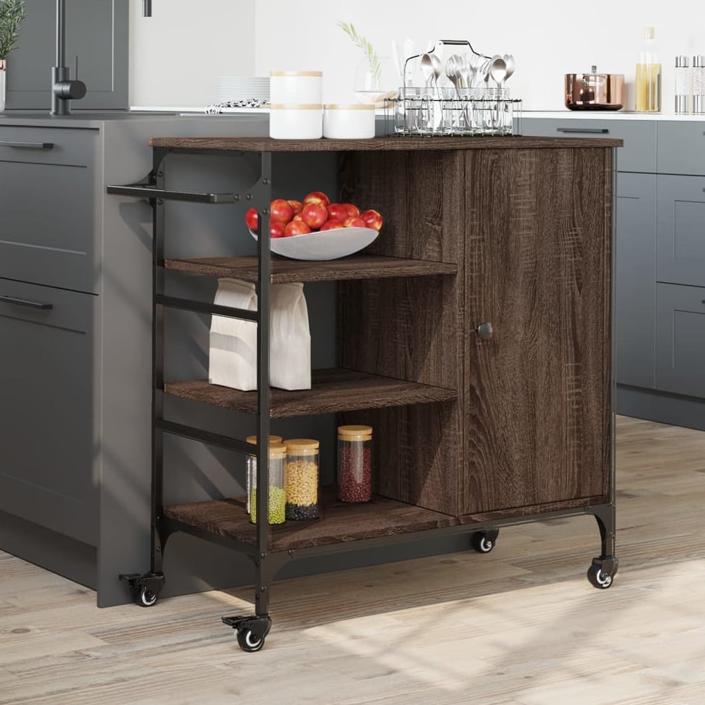 Choctaw Wooden Kitchen Trolley With 1 Door In Brown Oak