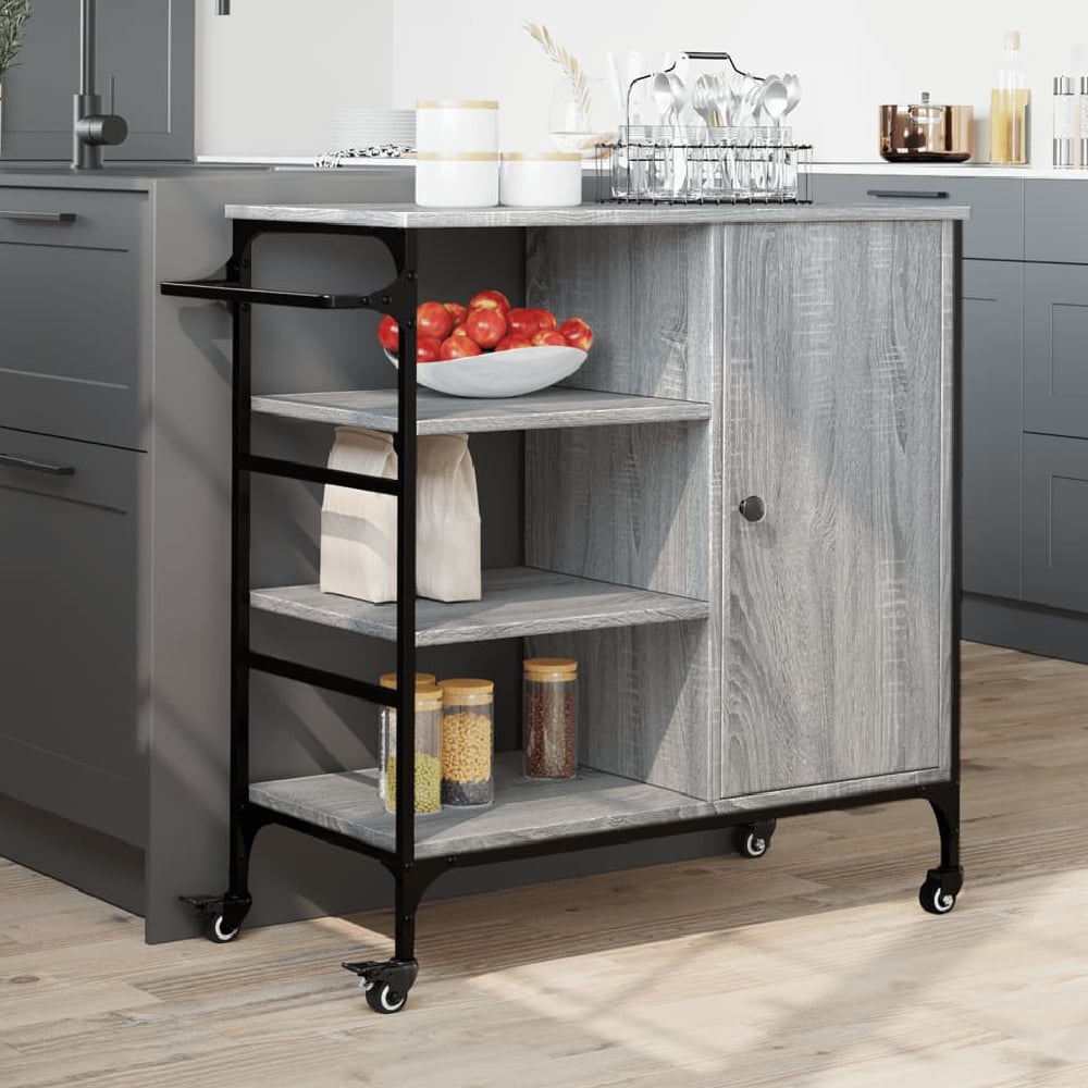 Choctaw Wooden Kitchen Trolley With 1 Door In Grey Sonoma