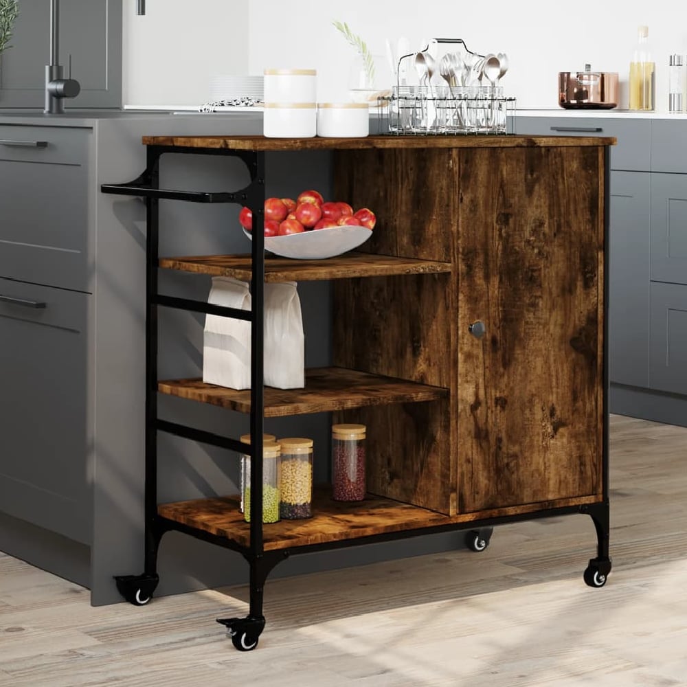 Choctaw Wooden Kitchen Trolley With 1 Door In Smoked Oak