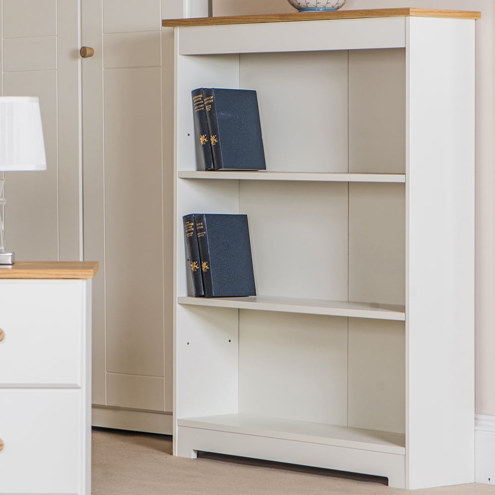 Chorley Wooden Bookcase With 3 Shelves In White And Oak