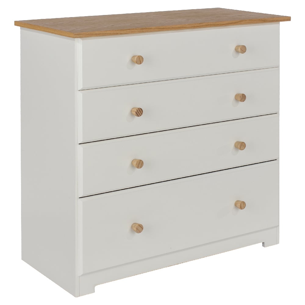 Chorley Wooden Chest Of 4 Drawers In White And Oak | Bed Sava