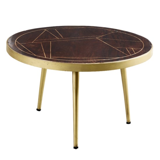 Chort Round Wooden Coffee Table In Dark Walnut | Bed Sava
