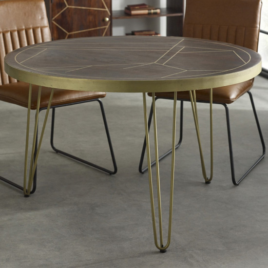 Chort Round Wooden Dining Table In Dark Walnut | Bed Sava