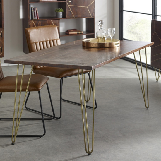 Chort Wooden Dining Table In Dark Walnut | Bed Sava