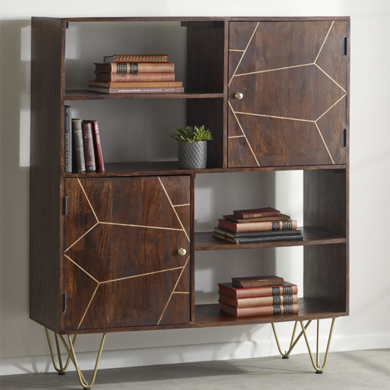 Chort Wooden Display Cabinet In Dark Walnut With 2 Doors | Bed Sava
