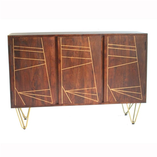 Chort Wooden Sideboard In Dark Walnut With 3 Doors | Bed Sava