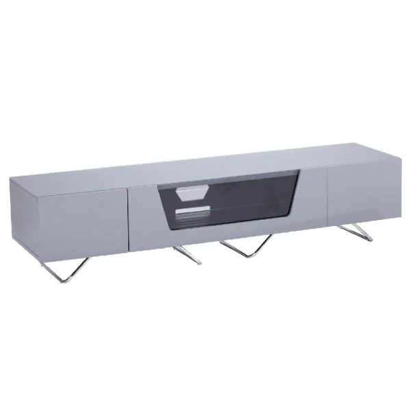 Chroma Large High Gloss TV Stand With Steel Frame In Grey | Bed Sava
