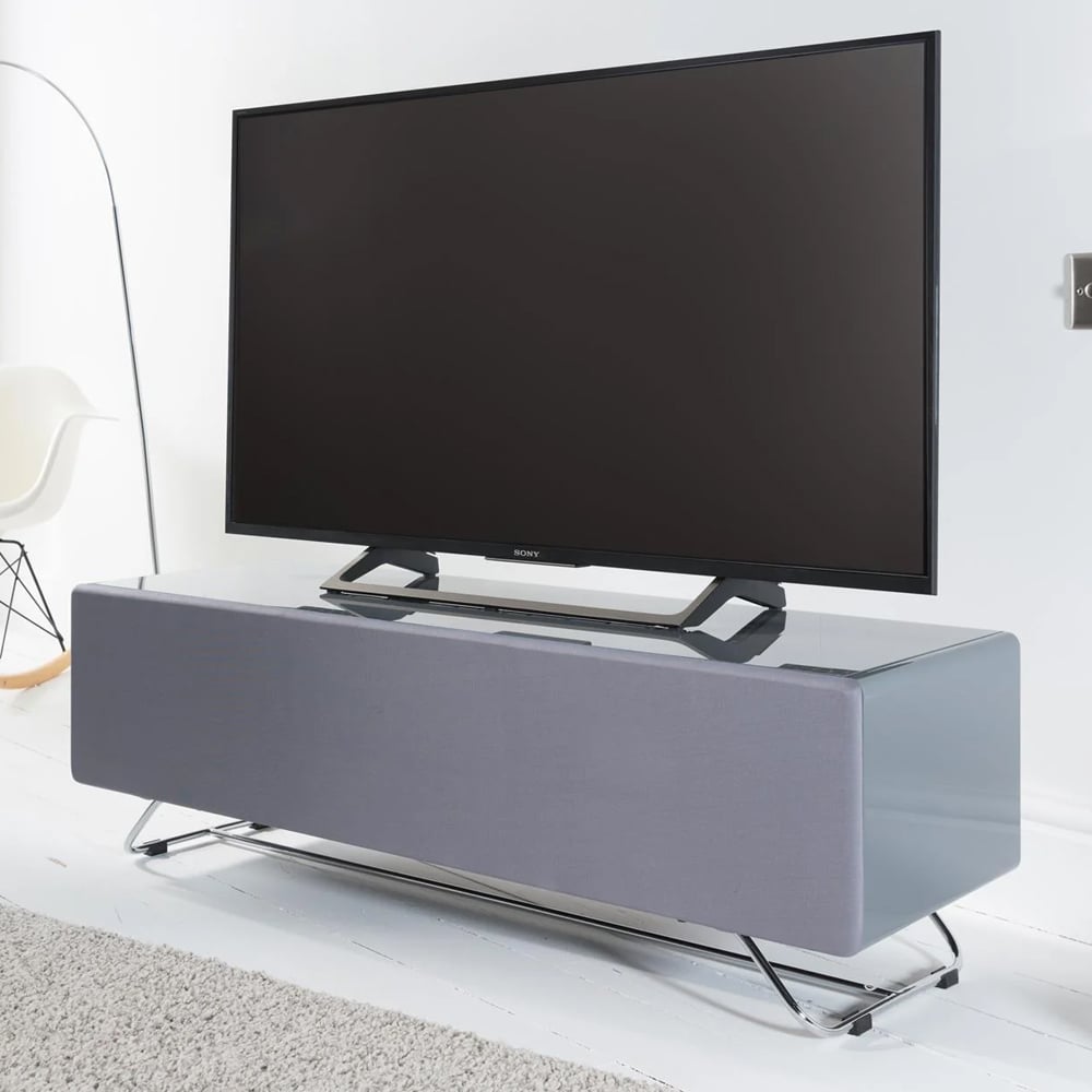 Chroma Medium High Gloss TV Stand With 1 Flip Door In Grey | Bed Sava