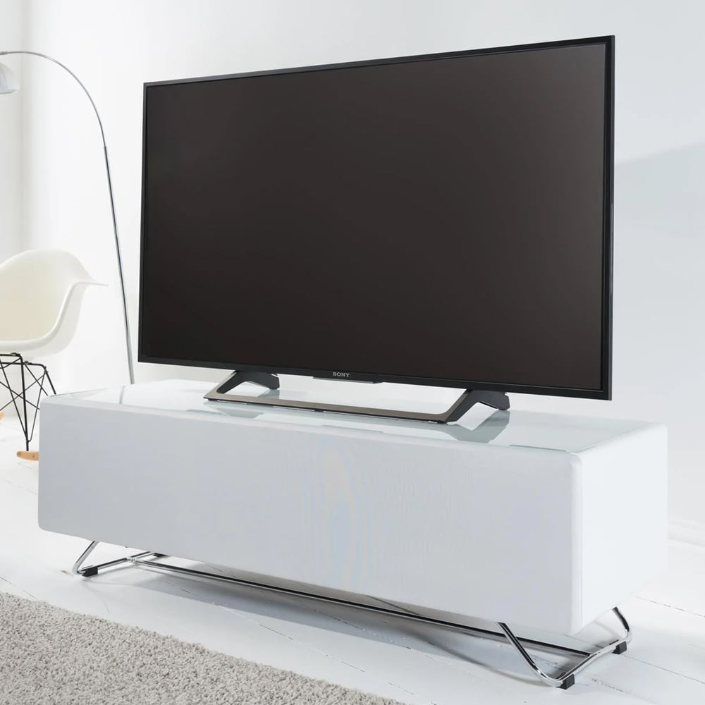 Chroma Medium High Gloss TV Stand With 1 Flip Door In White