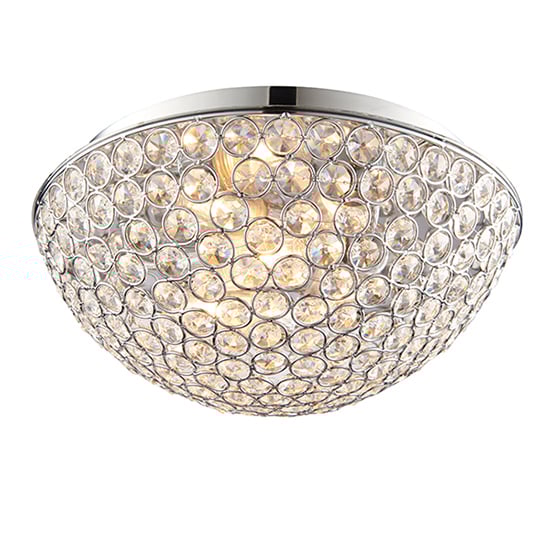 Chryla 3 Lights Faceted Crystals Flush Ceiling Light In Chrome | Bed Sava