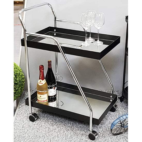 Chulavista Metal Drinks And Serving Trolley In Chrome And Black | Bed Sava