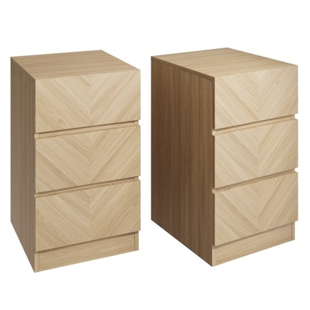 Ciana Euro Oak Wooden Bedside Cabinets In Pair