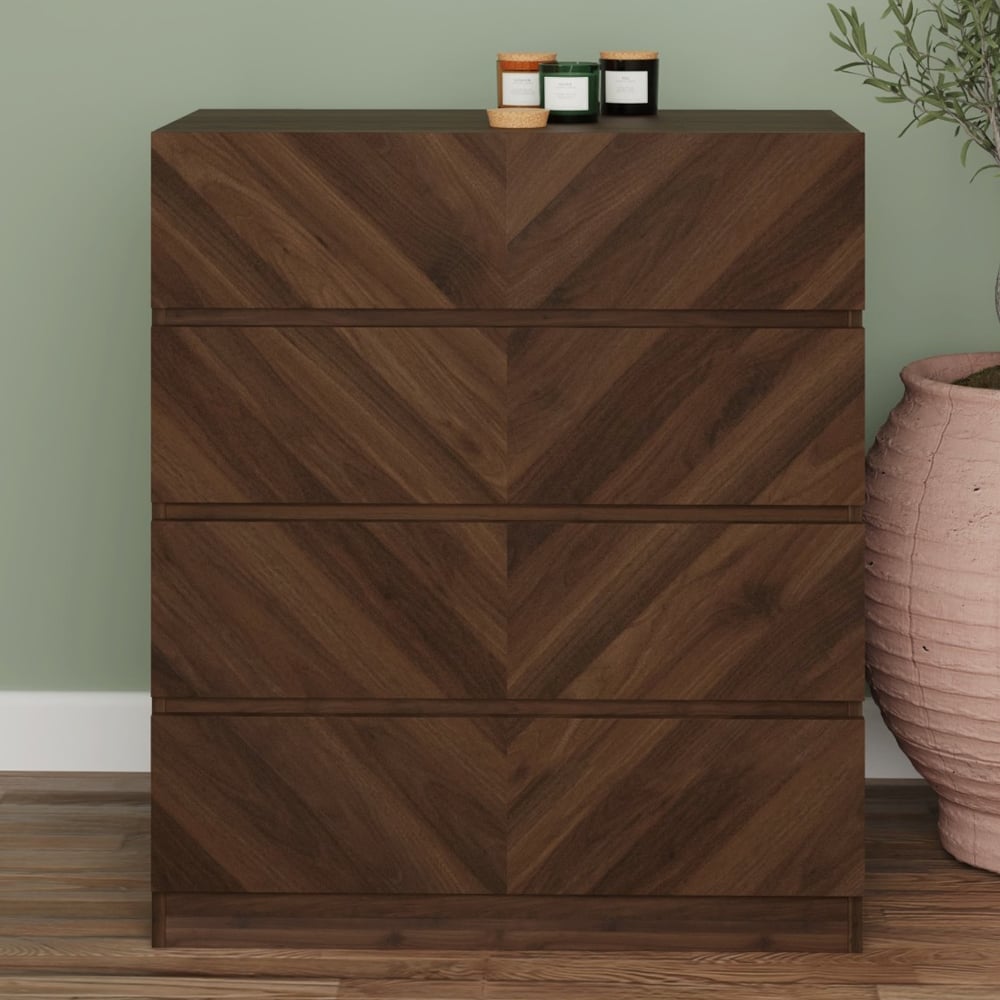 Ciana Wooden Chest Of 4 Drawers In Royal Walnut