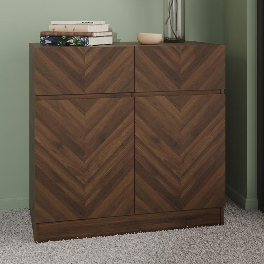 Ciana Wooden Sideboard With 2 Doors 2 Drawers In Royal Walnut