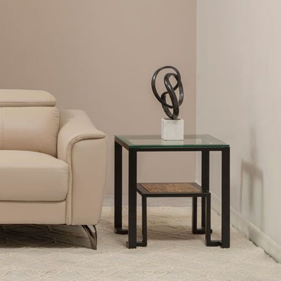 Ciao Clear Glass Side Table With Black Metal Frame | Bed Sava