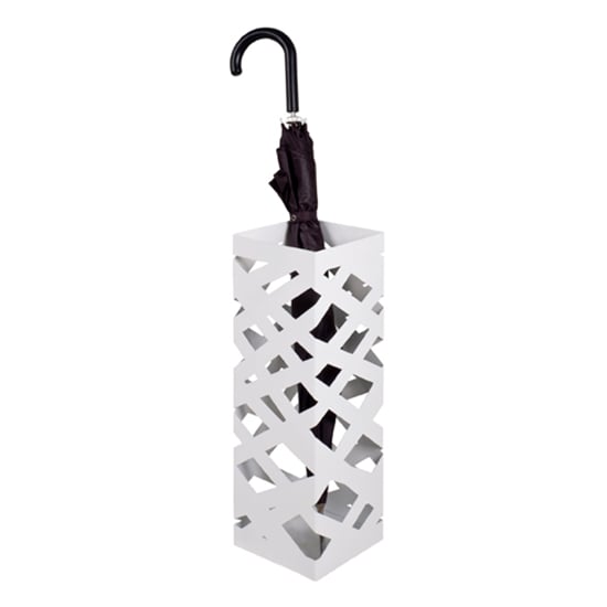 Cibecue Metal Criss Cross Style Umbrella Stand In White | Bed Sava
