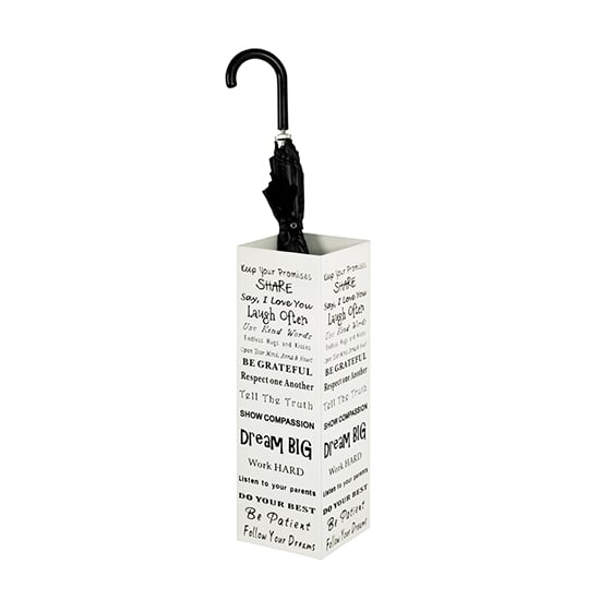 Cibecue Metal Lettering Style Umbrella Stand In White | Bed Sava