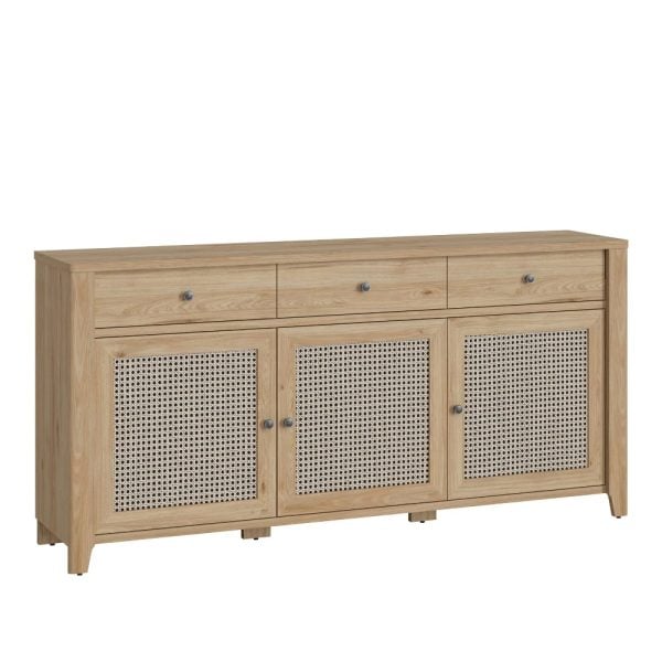 Cicero Wooden Sideboard With 3 Doors 3 Drawers In Oak | Bed Sava