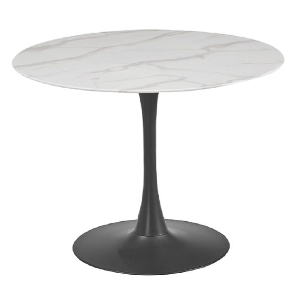 Circa Marble Large Round Dining Table In White | Bed Sava