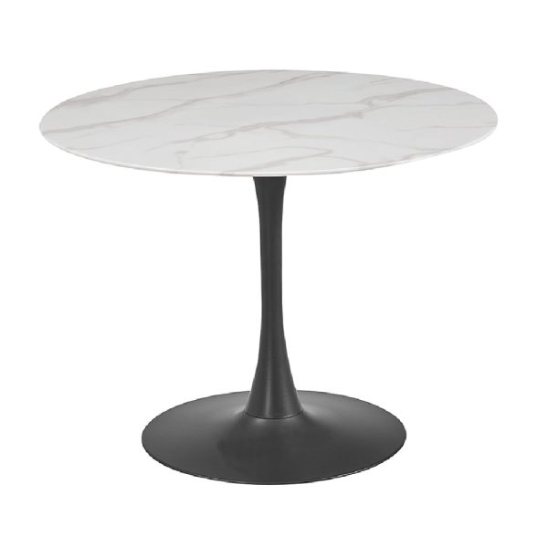 Circa Marble Small Round Dining Table In White | Bed Sava