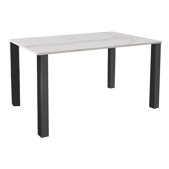 Circa Rectangular Glass Dining Table In White Marble Effect | Bed Sava