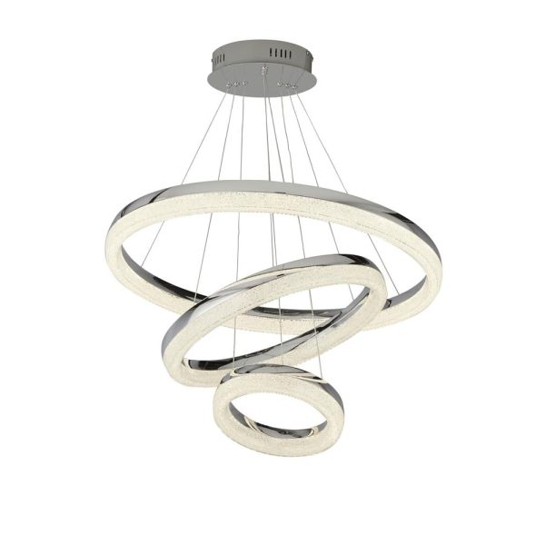 Circle 3 Light Crushed Effect Glass Pendant Light In Chrome | Bed Sava