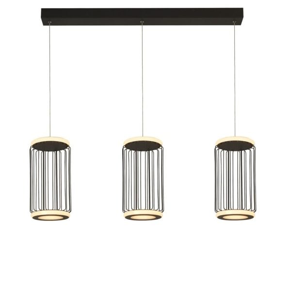 Circolo LED 3 Light Cage Bar Pendant Light In Black And White | Bed Sava