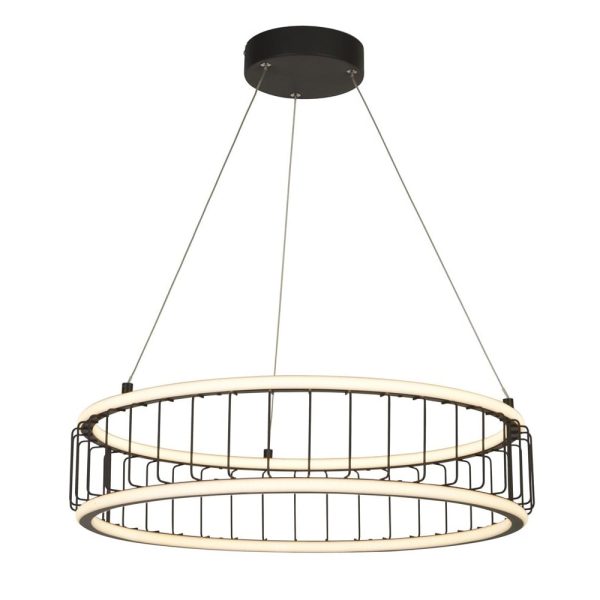 Circolo LED Cage Drum Pendant Light Large In Black And White | Bed Sava