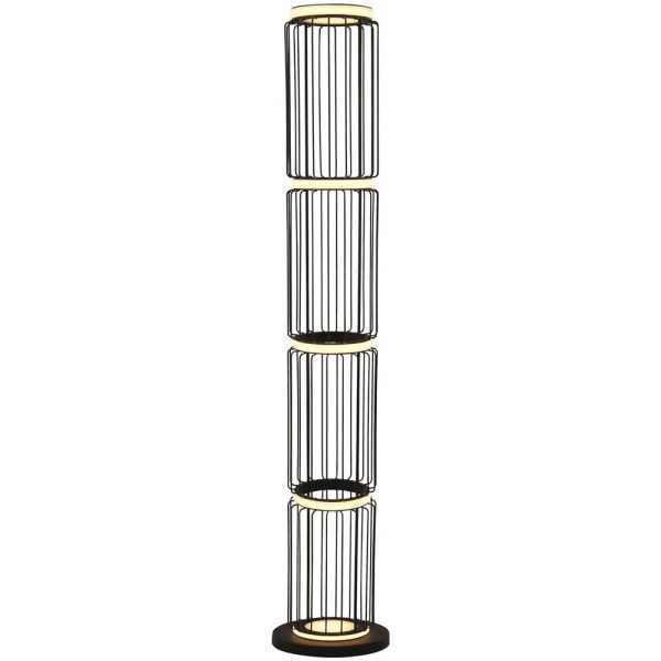 Circolo LED Cage Floor Lamp In Black And White | Bed Sava