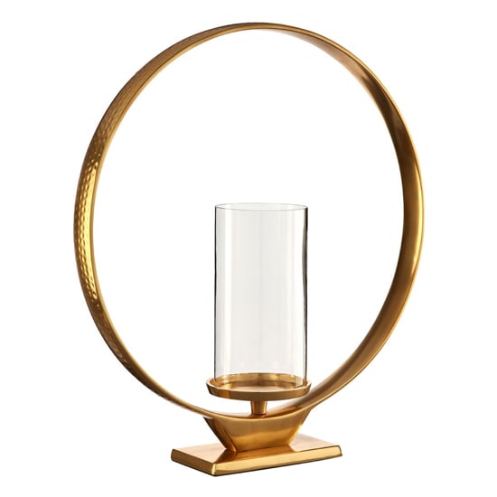 Circus Large Glass Candle Holder With Gold Aluminium Frame | Bed Sava