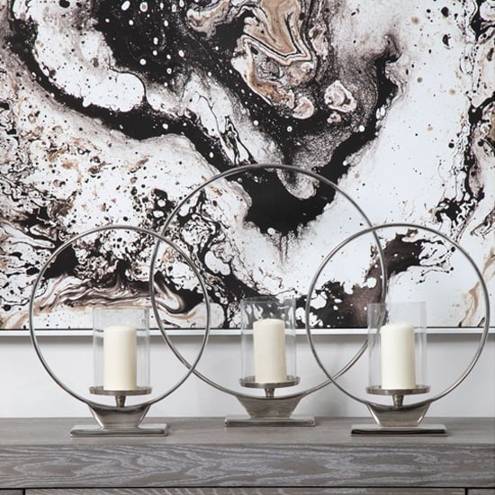 Circus Large Glass Candle Holder With Silver Aluminium Frame | Bed Sava