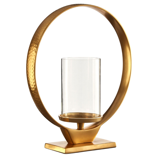 Circus Medium Glass Candle Holder With Gold Aluminium Frame | Bed Sava