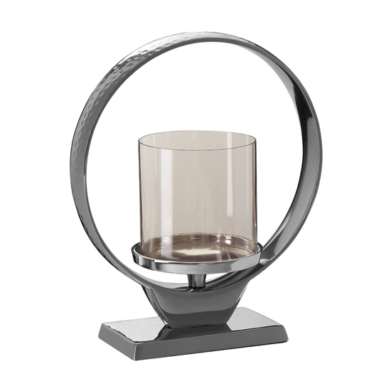 Circus Small Glass Candle Holder With Silver Aluminium Frame | Bed Sava