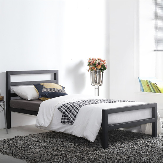 City Block Metal Vintage Style Single Bed In Black | Bed Sava