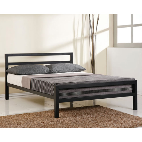 City Block Metal Vintage Style Small Double Bed In Black | Bed Sava