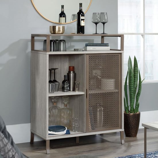 City Centre Wooden Storage Cabinet In Champagne Oak | Bed Sava